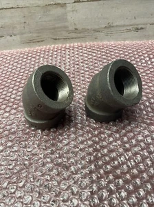 LOT OF 2 NOS 300 WSP MI AAR 1 1/4" Iron Threaded Elbow 45 Degree Pipe Fitting - Picture 1 of 7