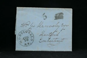 New York: Monticello 1854 Stampless Cover, 10c Rerated to 5c, Sullivan Co - Bild 1 von 5
