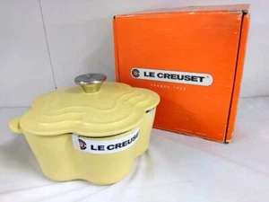 Le Creuset Fiore Cocotte 20 cm Mimosa Giallo Argento Pomello Ghisa Smaltata Vaso - Foto 1 di 2