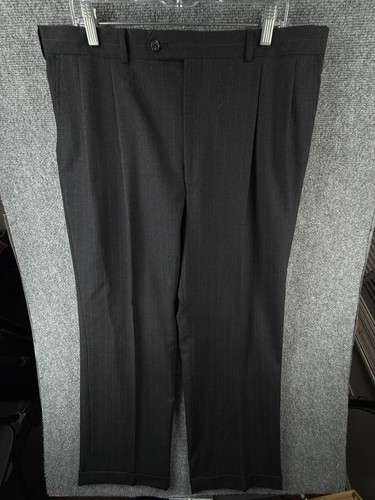 Burberry abito pantalone grigio antracite righe uomo lana tasche plissettato ACTL 37X30