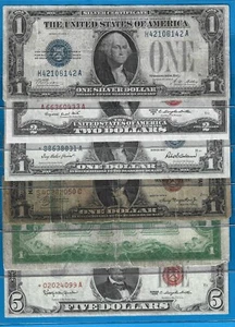 1957 $1 Star/1928 $1 FB/1953/63 $2/$5 USN Star /1934/35 $1 FB/$1 Hawaii,6) Notes - Picture 1 of 5