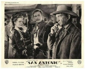 San Antonio Original Lobby Card Errol Flynn Alexis Smith John Litel Western 1945