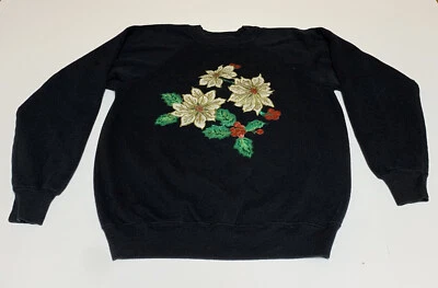 Vtg Hanes Her Way Homemade Christmas Holly UGLy SWEATSHIRT Women’s Large - Image 1 of 4