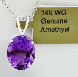 GENUINE 2.76 Cts AMETHYST PENDANT 14K WHITE GOLD - Free Appraisal Service - NWT - Picture 1 of 4