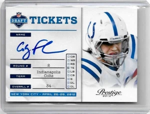 Boletos Coby Fleener 2012 Panini Prestige draft autógrafo certificado - Imagen 1 de 1