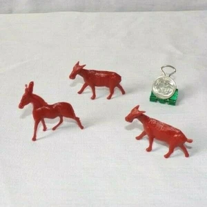 VTG Miniature Dollhouse Billy Goat Farm Animal Plastic Toy Lot 3 Brown 1.25" - Picture 1 of 2