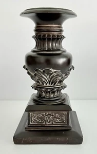 Vintage Antique Style Decorative Brown Candle Pillar Holder 10.5" Tall x 5.5" - Picture 1 of 6