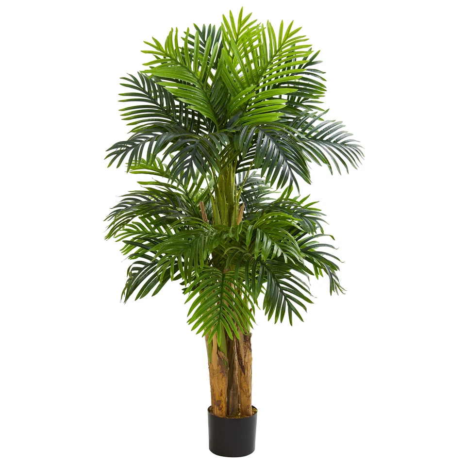 Natural 5’ Triple Areca Palm faux Tree Realistic Plant Decor - Image 1 of 1