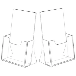 Acrylic Brochure Holder For 4 Trifold Pages 50% Thicker Countertop Acrylic Lit - Picture 1 of 7