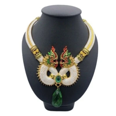 龙项链爱翡翠宝石情侣泰国精美设计复古美丽 — 第 1/3 张图片