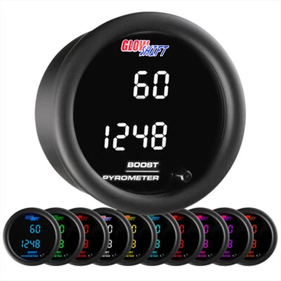 GlowShift 10 Color Digital Dual 60 PSI Boost & Pyrometer EGT Gauge Kit - Image 1 of 4