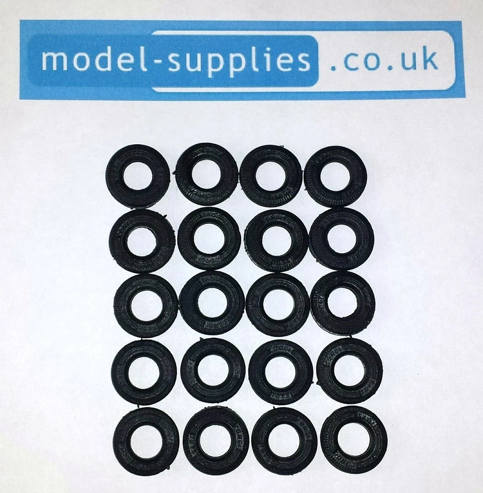 Corgi 15mm O/D Black Reproduction Treaded Rubber Tyres for Cars post 1967 - Image 1 of 1