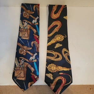Vintage 90s Home Improvement Tool Time Neckties Set of 2 Carpenters Novelty - Picture 1 of 5
