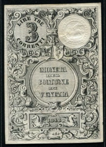 Italian States ( Italy ) 1848, Venetian Republic 3 Lire, S193, Original AUNC - Picture 1 of 2