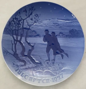 Bing & Grondahl Weihnachtsteller Jule nach 1927 Danmark B&G Skaters 7 Zoll - Bild 1 von 2