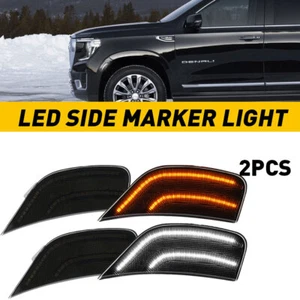 Smoked Amber LED Marker Side Lights For 21-23 GMC Yukon XL Chevy Cadillac Tahoe - Picture 1 of 19