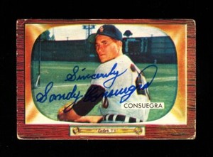 1955 BOWMAN SANDY CONSUEGRA #116 WHITE SOX SIGNED AUTOGRAPH VINTAGE