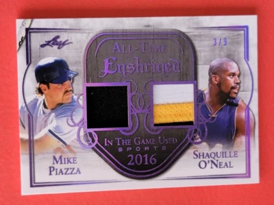 Tarjeta de camiseta usada del juego Shaquille O'Neal #d3/9 Mike Piazza 2018 hoja itg Dodgers Foto 1 de 3