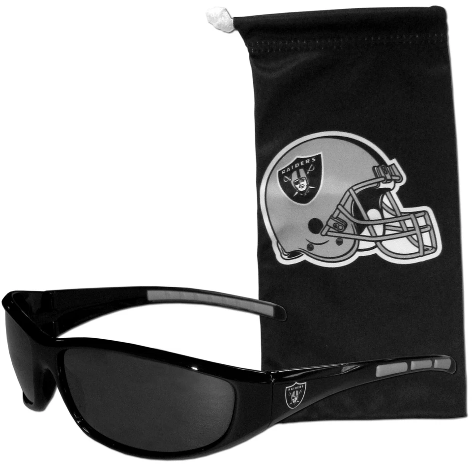 Las Vegas Raiders Wrap Sunglasses with Microfiber Bag (NFL Football) - Image 1 of 1