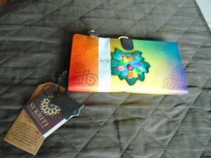 SUKRITI Ladies Hand Painted Genuine Leather Wallet Bright Colors Multi Purpose - Picture 1 of 5