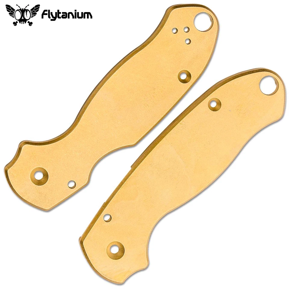 Flytanium Spyderco Para3 Antiqued Brass Scales Para 3 0280