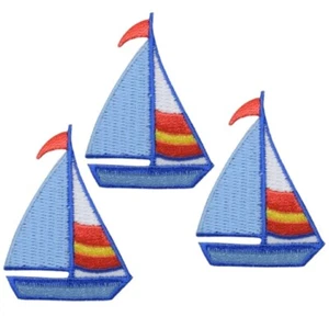 Sailboat Applique Patch Embroidered Sailing Nautical Sail Boat Badge 2" Iron On - Picture 1 of 2