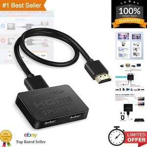 Compact 1x2 HDMI Splitter with 4K@30Hz & Free 4ft HDMI Cable for Dual Display - Picture 1 of 11