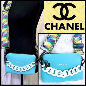 CHANEL Authentic Pouch W/ Attachable Crossbody Strap, Top Handle & Keyring/Charm - Picture 1 of 15