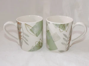 Set of 2 Corning Corelle Coordinates TEXTURED LEAVES Pattern Stoneware Mugs - Picture 1 of 3