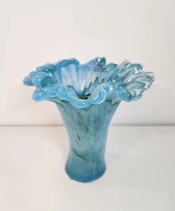 Tammaro Murano Style Glass Vase Blue/ Green - Picture 1 of 8