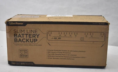CyberPower Standby UPS System 700VA/370W 8 Outlet Slim Profile SL700U Black - Image 1 of 4