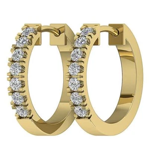 Hoops Earrings Natural Round Diamond SI1 G 0.70Carat 14K White Yellow Rose Gold - Picture 1 of 12