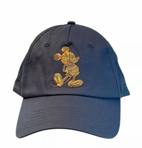 Disney Parks Gold Logo Cap Hat Mickey Strapback Icon Adjustable Blue Youth EUC - Picture 1 of 5