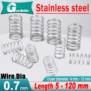 Stainless Steel Wire Dia 0.7mm,OD 4-12mm, Length Up To 120mm Compression Spring - Picture 1 of 27