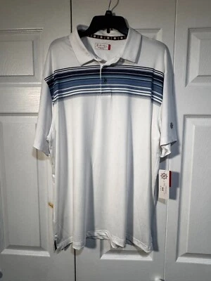 NEW XL Ben Hogan, White with Blue Tone Stripes Across Chest UPF 15 - Image 1 of 4