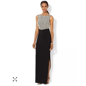 Lauren Ralph Lauren Geo Sequin Black Sleeveless Gown Size 4 - Picture 1 of 8