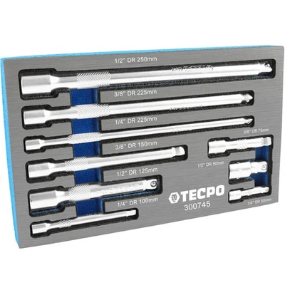 TECPO KIPP-VERLÄNGERUNG SATZ 1/2" 3/8" 1/4" STECKSCHLÜSSEL VERLÄNGERUNGEN 9-tlg. - Bild 1 von 4