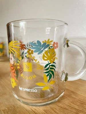Taza de café de vidrio con temática tropical Alessandra Ambrosio Nespresso hecha en FRANCIA Foto 1 de 4