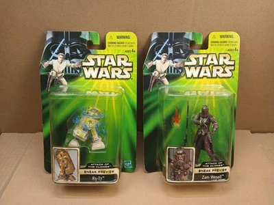 Figuras de acción Hasbro Star Wars Attack of the Clones 2001 Zam Wessell y R3-T7 Foto 1 de 4