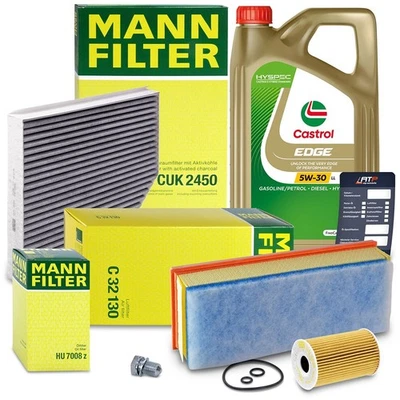 MANN-FILTER MANNFILTER INSPEKTIONSPAKET+5L CASTROL EDGE FST 5W-30 LL FÜR AUDI A4 8K B8