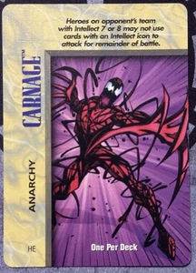 Fleer 1996 OverPower Marvel - CARNAGE - Anarchy Card IQ Rare OPD - Picture 1 of 3