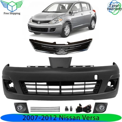 Front Bumper Cover Paintable & Grille Assembly Kit For 2007-2012 Nissan Versa Foto 1 de 4