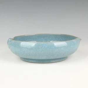 Lavadora de cepillo china antigua de porcelana esmaltada azul cielo - Imagen 1 de 10