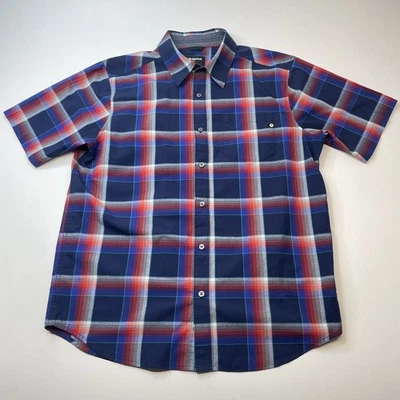 Marmot Meeker Shirt Mens Sz L Blue Red Plaid Short Sleeve Button Up Outdoors - Image 1 of 4