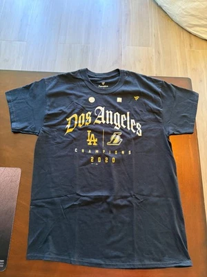 Los Angeles Fanatics 2020 Dual Champions Dos Angeles T-Shirt - Black - Image 1 of 3