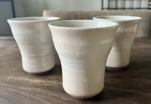 Set of 3 Anthropologie Boho Rustic Pottery Juice glasses Minimalist Cozy - Picture 1 of 5