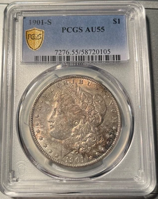 1901 S Morgan Silver Dollar PCGS AU55  Freshly Graded  Gold Shield - Image 1 of 4