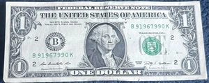 2009 New York $1 Bill Altering 9’s Double 99’s Four Of A Kind 9’s Note - Picture 1 of 2