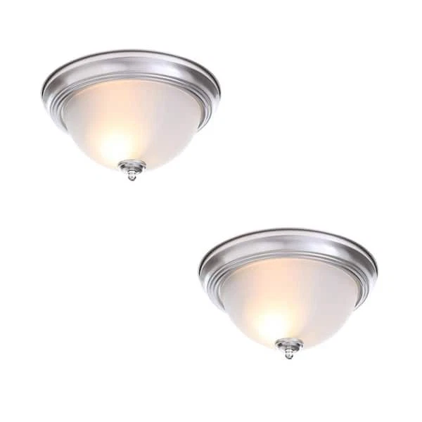 13 in. 2-Light Brushed Nickel Flush Mount (2-Pack) (EFG8012A-BN) 701-704