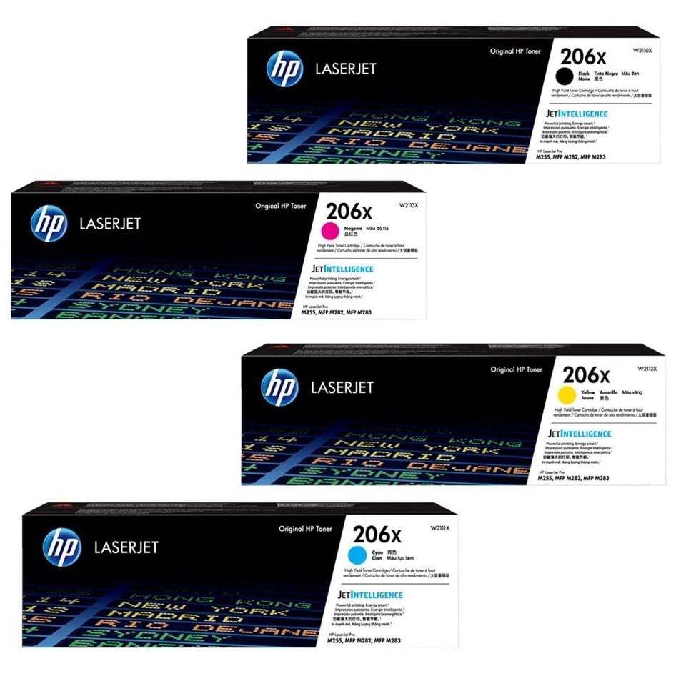 Cartucho de toner HP 206X 4 cores conjunto (W2110X - W2111X - W2112X - W2113X) - Imagem 1 de 1